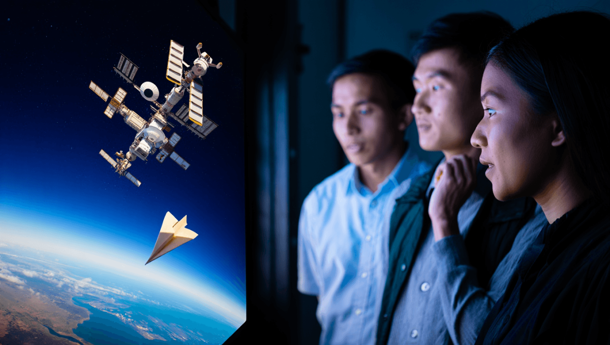 Von der ISS zur Erde: Das passiert wirklich, wenn du einen Papierflieger ins All wirfst