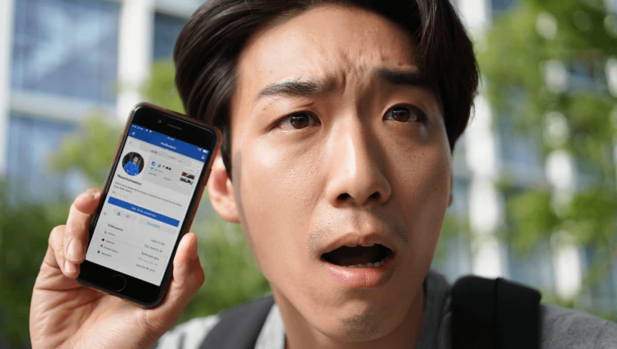 Facebook-Logo auf einem Smartphone, dahinter der Schriftzug "Meta AI".