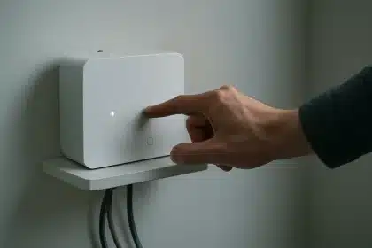 Fritzbox jetzt aufs Minimum reduziert: ein Schalter, eine LED genügen